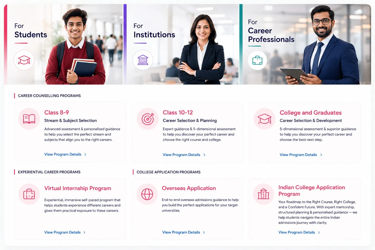 iGE programs for Class 8-9, Class 10-12, college students, graduates, internships and college applications