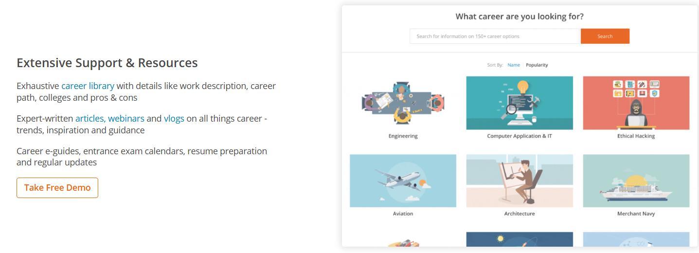 Career library and extensive career support resources